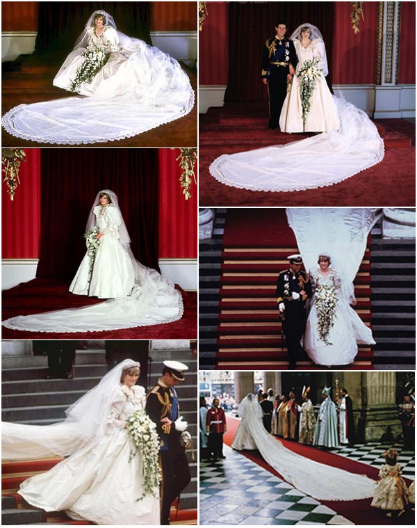 princess diana wedding dress train. Most notable about the gown